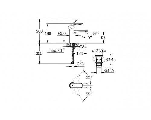 Смеситель для умывальника Grohe Eurosmart Cosmopolitan 23926000