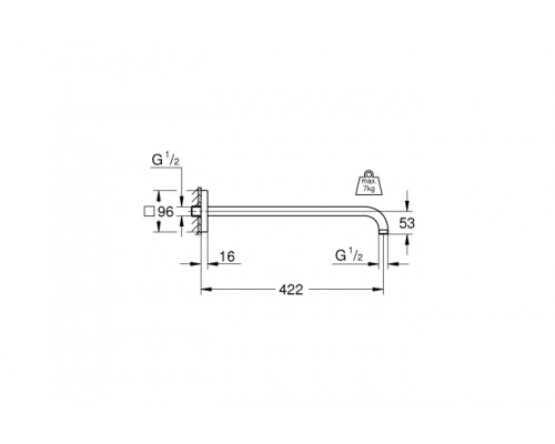 Душевой кронштейн 26145000 GROHE Rainshower 422 мм, хром