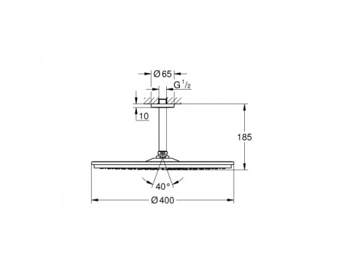 Верхний душ с душевым кронштейном GROHE Rainshower, диаметр 400 мм, хром 26256000