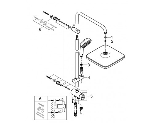 Душевая стойка Grohe Tempesta Cosmopolitan System 250 Cube 26694001 без смесителя