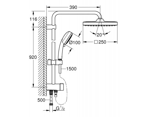 Душевая стойка Grohe Tempesta Cosmopolitan System 250 Cube 26694001 без смесителя