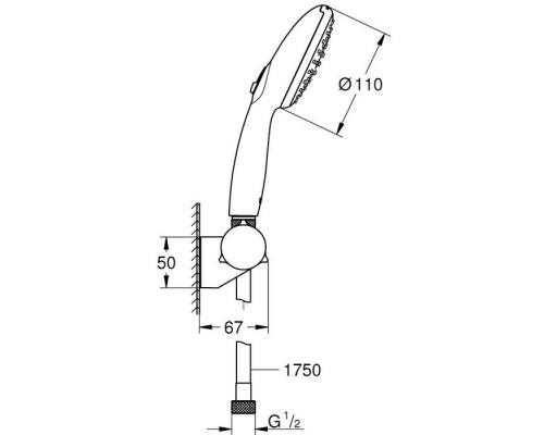 Набор для душа GROHE Tempesta 110, 2 режима струи, 8.5 л/мин, хром (27601003)