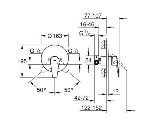 Смеситель встраиваемый Grohe BauEdge 29078001 (1 функция)