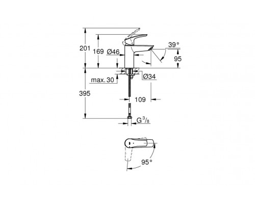 Смеситель для умывальника Grohe Eurosmart 32154003