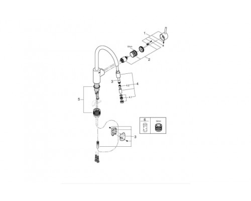 Смеситель для кухонной мойки GROHE Concetto с вытяжным изливом, хром 32663003