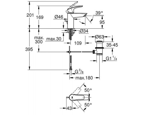 Смеситель для умывальника Grohe Eurosmart 33265003