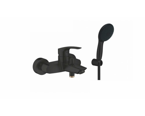 Смеситель для ванны Grohe Eurosmart 333002433+261642433 с душевым гарнитуром (лейка, держатель, шланг) черный матовый
