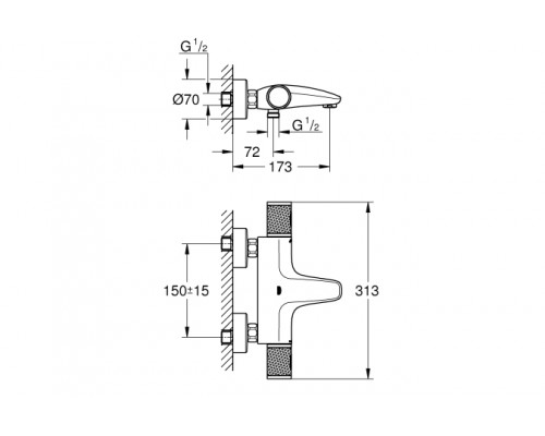 Термостат для ванны 34788000 GROHE Precision Feel QuickFix, хром