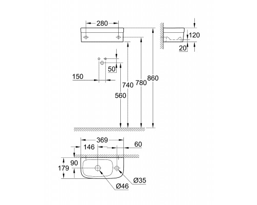 Раковина компактная, GROHE Euro Ceramic, 37 см, альпин-белый, 39327000
