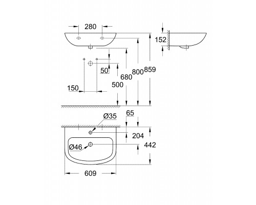 GROHE 39421000 Bau Ceramic Раковина 60 см, альпин-белый
