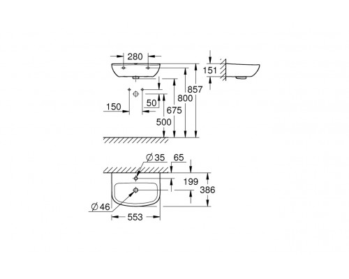 GROHE 39440000 Bau Ceramic Раковина 55 см, альпин-белый
