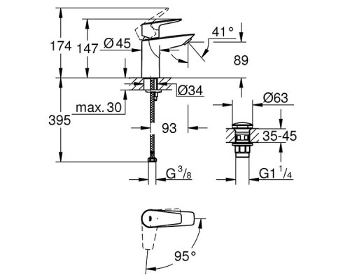 Смеситель для умывальника Grohe BauEdge 23899001