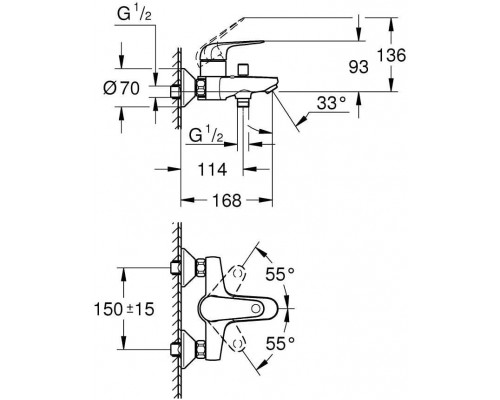 Смеситель для ванны GROHE Swift 24335001 хром