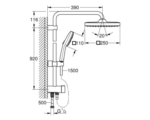 Душевая стойка Grohe Tempesta Cosmopolitan System 250 Cube 26694001 без смесителя