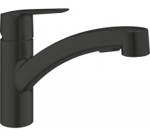 Смеситель для кухонной мойки GROHE Start c низким поворотным, выдвижным изливом, матовый черный