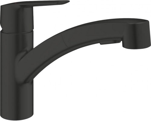 Смеситель для кухонной мойки GROHE Start c низким поворотным, выдвижным изливом, матовый черный (303072431)