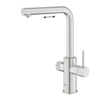 Смеситель для кухонной мойки Grohe Blue Pure Minta, 30590000, с подключением к фильтру с питьевой водой, с вытяжным изливом, хром