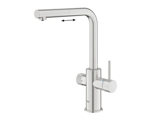 Смеситель для кухонной мойки Grohe Blue Pure Minta, 30590DC0, с подключением к фильтру с питьевой водой, с вытяжным изливом, сатин