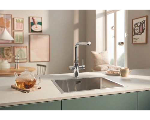 Смеситель для кухонной мойки Grohe Blue Pure Minta, 30590000, с подключением к фильтру с питьевой водой, с вытяжным изливом, цвет хром