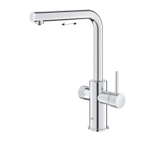 Смеситель для кухонной мойки Grohe Blue Pure Minta, 30590DC0, с подключением к фильтру с питьевой водой, с вытяжным изливом, цвет суперсталь