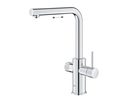 Смеситель для кухонной мойки Grohe Blue Pure Minta, 30590000, с подключением к фильтру с питьевой водой, с вытяжным изливом, цвет хром