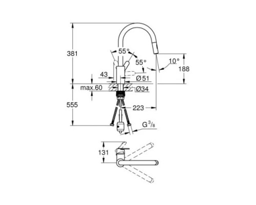 Смеситель кухонный Grohe Get хром 31484001