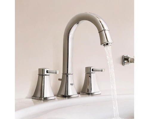 Смеситель для раковины GROHE Grandera на 3 отверстия, с донным клапаном и высоким изливом, хром (20389000)