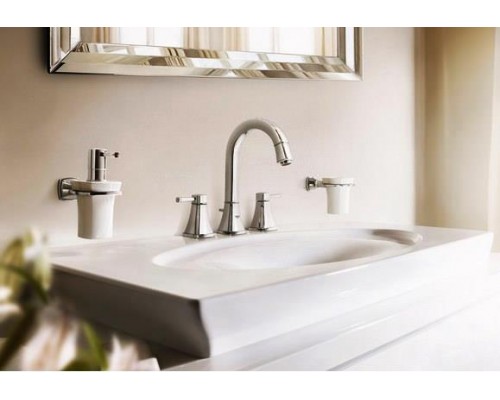 Смеситель для раковины GROHE Grandera на 3 отверстия, с донным клапаном и высоким изливом, хром (20389000)