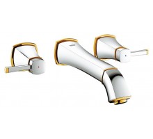 Внешняя часть смесителя для раковины GROHE Grandera на 3 отверстия (вынос 234 мм), хром/золото (20415IG0). Внешняя часть смесителя для раковины GROHE Grandera на 3 отверстия (вынос 234 мм), хром/золото (20415IG0).