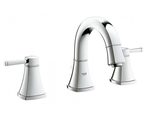 Смеситель для раковины GROHE Grandera на 3 отверстия, с донным клапаном и низким изливом, хром (20417000)