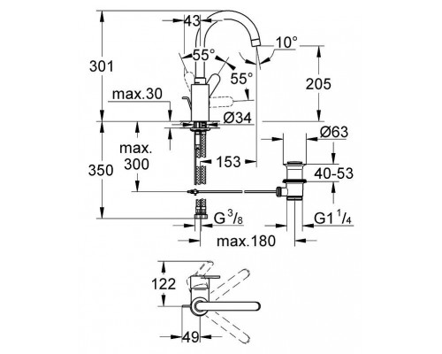 Смеситель для умывальника Grohe Eurostyle Cosmopolitan 23043002