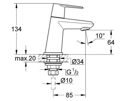 Смеситель для умывальника Grohe Eurodisc Cosmopolitan 23051002