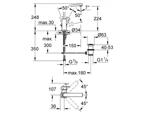 Смеситель для умывальника Grohe Eurocube L-Size 2313500E