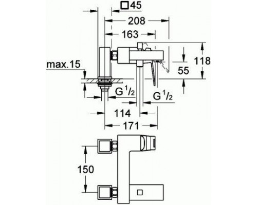 Смеситель для ванны Grohe Eurocube 23143000