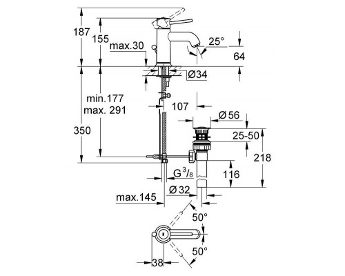 Смеситель для умывальника Grohe BauClassic 23161000