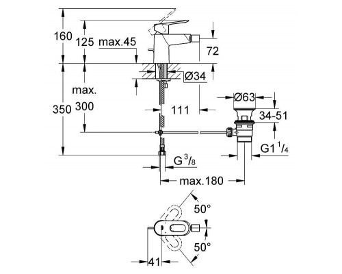 Смеситель для биде Grohe BauLoop 23338000 для биде