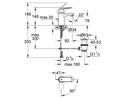 Смеситель для умывальника Grohe Eurosmart Cosmopolitan 2337700E