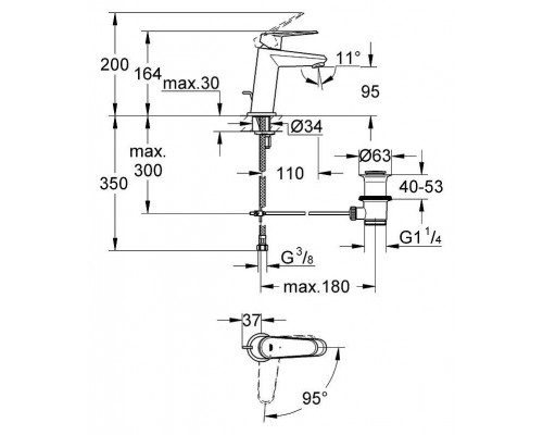 Смеситель для умывальника Grohe Eurodisc Cosmopolitan 2338920E