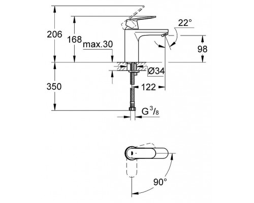 Смеситель для умывальника Grohe Eurosmart Cosmopolitan 2339800E