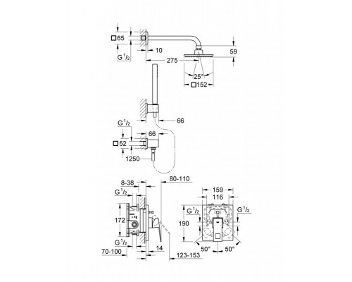 Душевая система Grohe Eurocube 23409000 хром