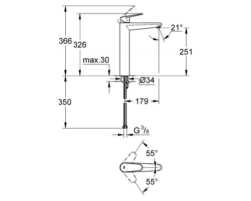 Смеситель для чаши Grohe Eurodisc Cosmopolitan 23432000
