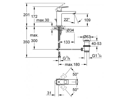 Смеситель для умывальника Grohe Eurocube 23445000