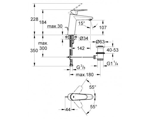 Смеситель для умывальника Grohe Eurodisc Cosmopolitan 23448002