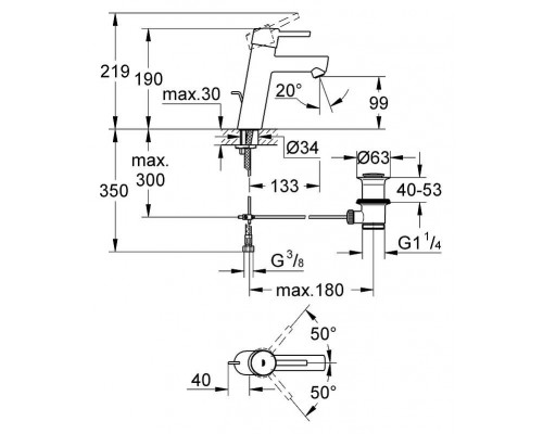 Смеситель для умывальника Grohe Concetto 23450001