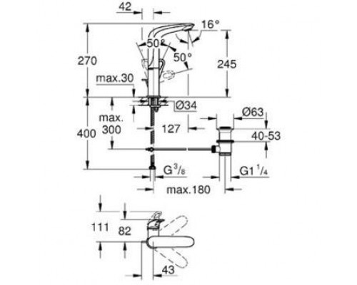 Смеситель для умывальника Grohe Eurostyle 23569LS3