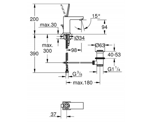 Смеситель для умывальника Grohe Eurocube Joy 23654000