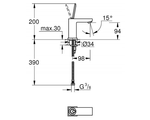 Смеситель для умывальника Grohe Eurocube Joy 23656000