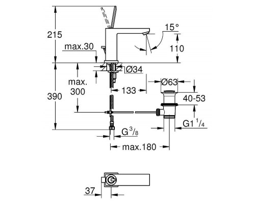 Смеситель для умывальника Grohe Eurocube Joy 23657000