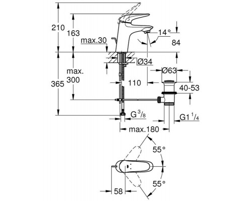 Смеситель для умывальника Grohe Eurostyle 23707LS3