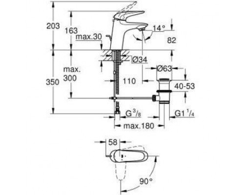 Смеситель для умывальника Grohe Eurostyle S-Size 23709003